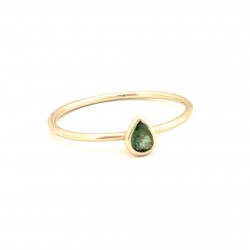 Green Tourmaline Pear Cut Ring